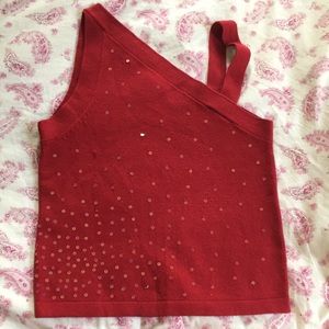 Vintage express 90s top red sexy glitter
